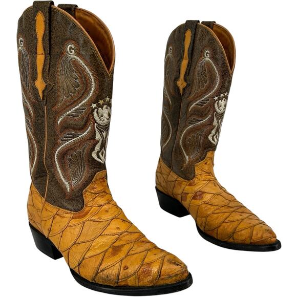 VTG 90s y2k men's exotic gator‎ patch 1901 El General tall leather western boots